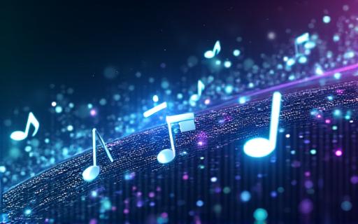 Abstract representation of artificial intelligence and musical notes.